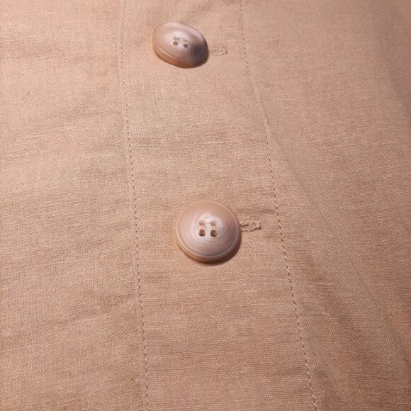 3/$20 TOPSHOP Linen Buttoned Paperbag Mini Skirt Tan Khaki Belted - Picture 3 of 7